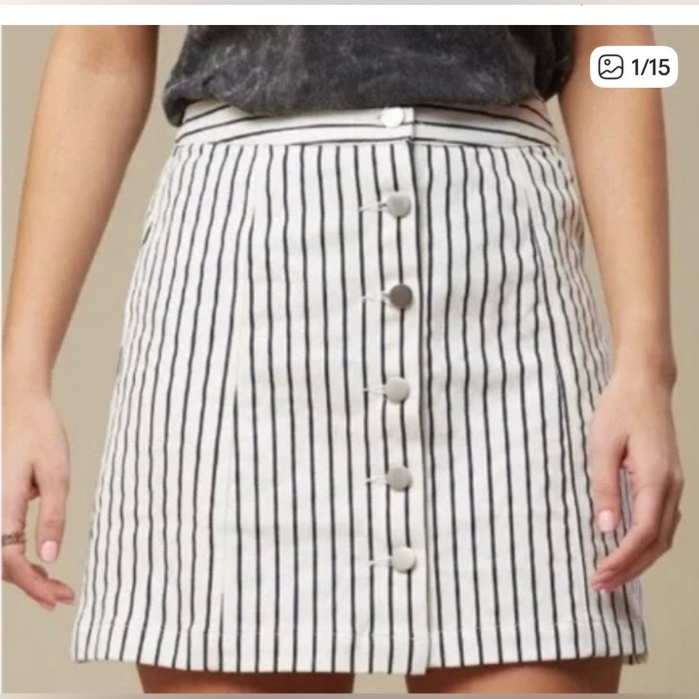 Altar'd State Eseria Black and White Striped Mini Skirt
